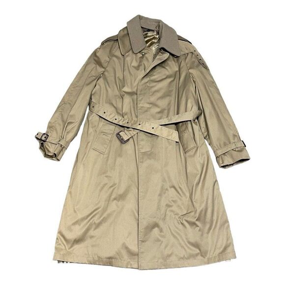 Belted Trench Coat Alberto Peruzzi Tan R-48 Wool Liner Made In Poland Luxury - Picture 1 of 12